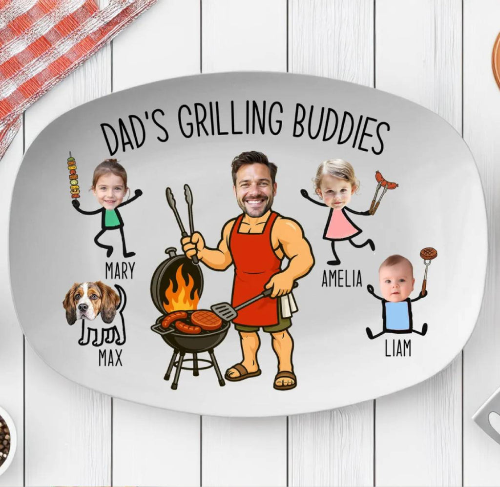 Personalized Grilling Platter Custom BBQ Tray Gift for Dad HN590 - Platter fix GradoCreations