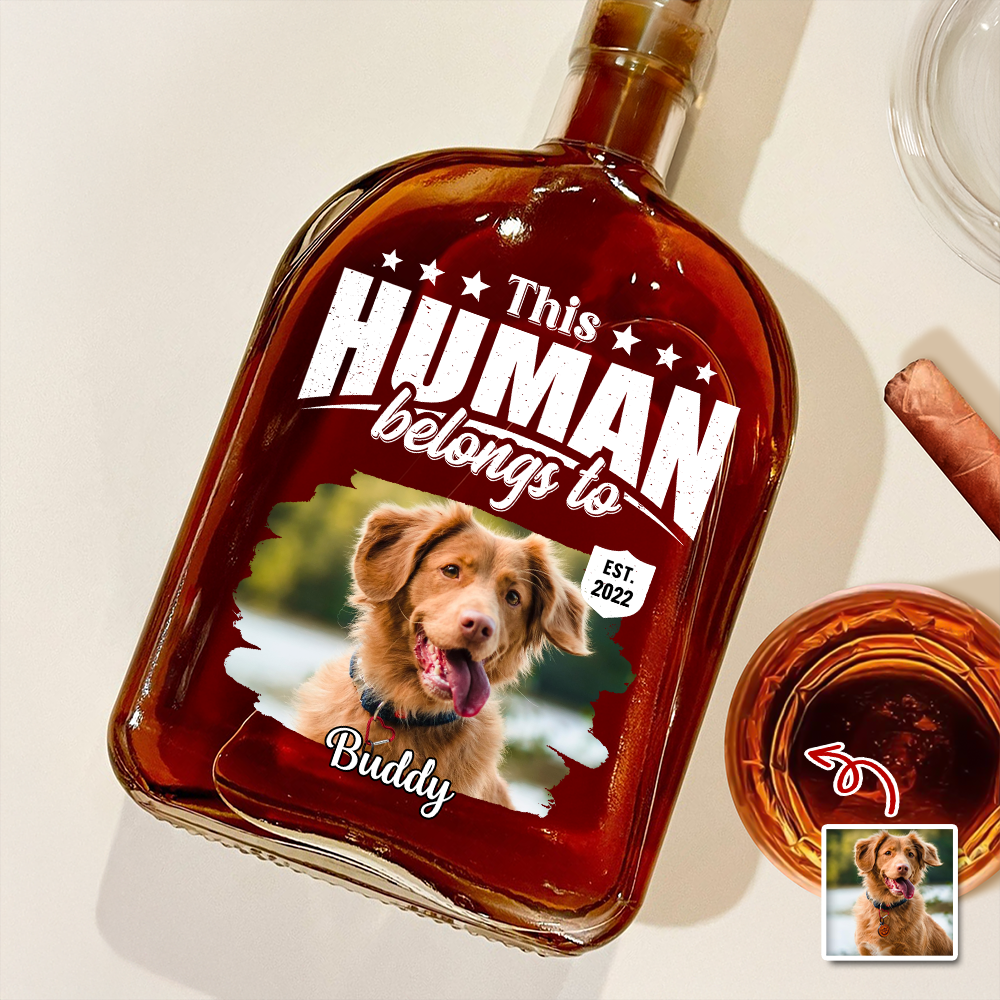 Personalized Photo Whiskey Bottle Custom Name Gift for Pet Lovers HN590 - Whiskey Bottle GradoCreations