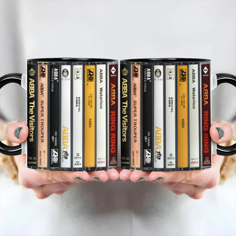 Ceramic Accent Mug ABBA Retro Cassette Design Perfect for Music Lovers GradoCreations