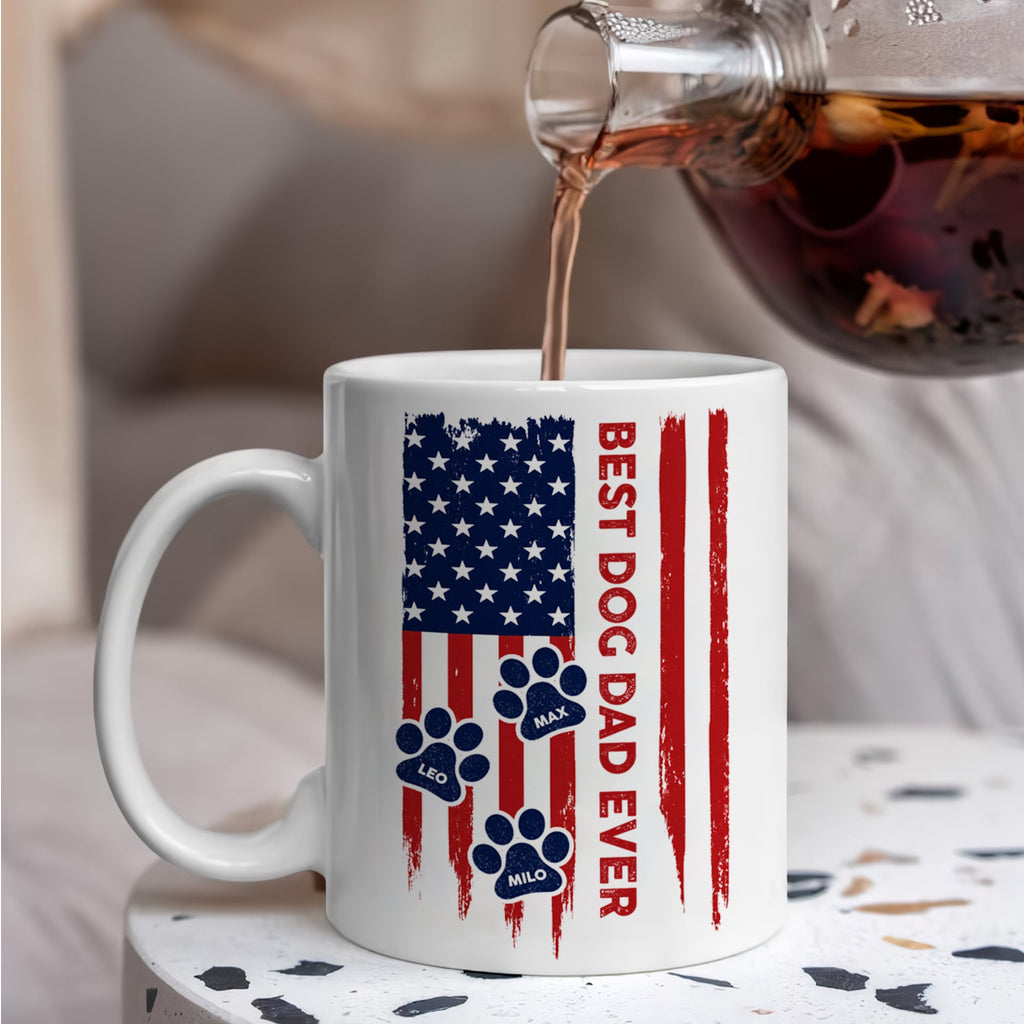 Personalized Dog Dad Mug American Flag Gift for Dog Lover HN590 - mug GradoCreations