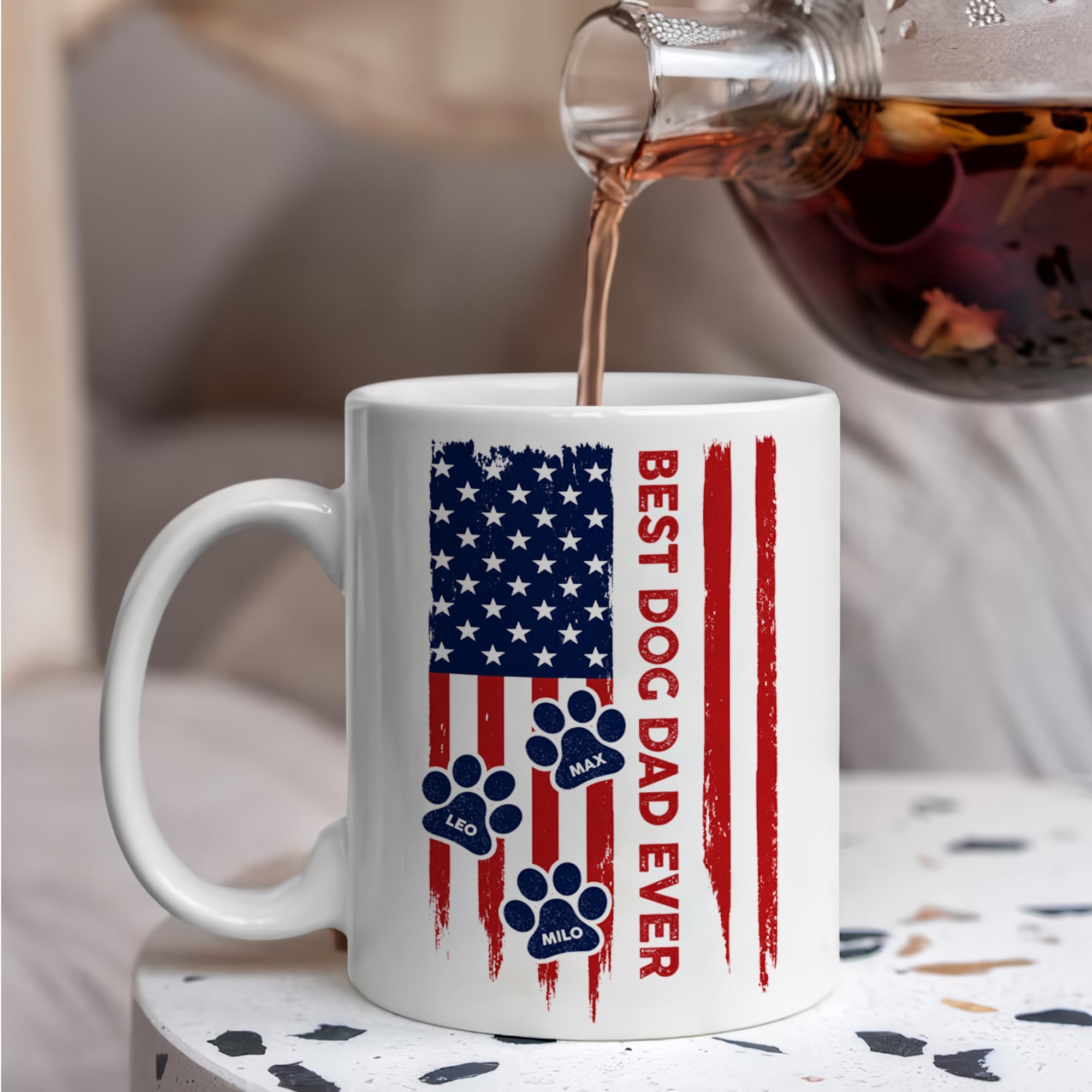 Personalized Dog Dad Mug American Flag Gift for Dog Lover HN590 - mug GradoCreations