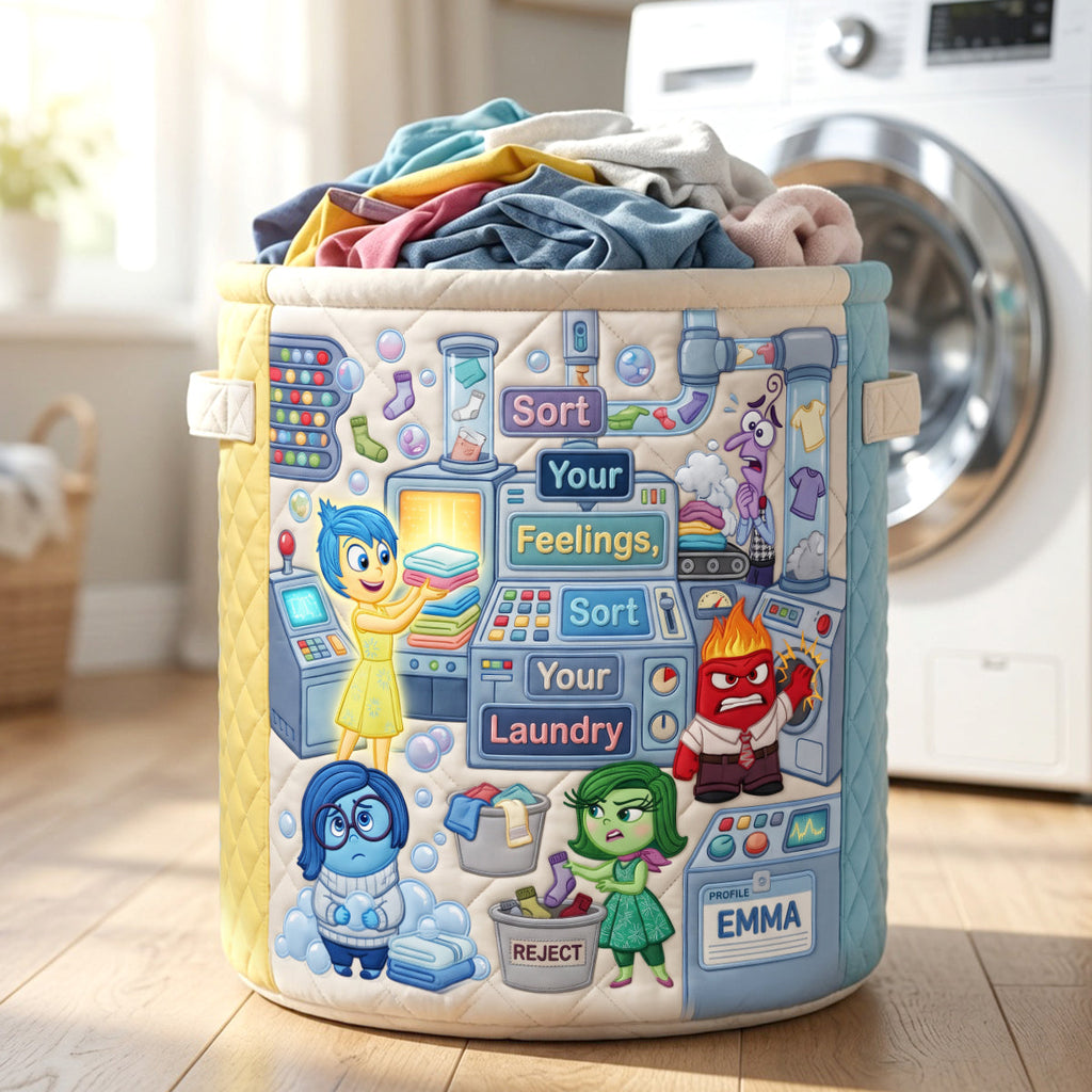 Personalized Quilted Laundry Basket Custom Design for Mom Gift Quilted Laundry Basket GradoCreations