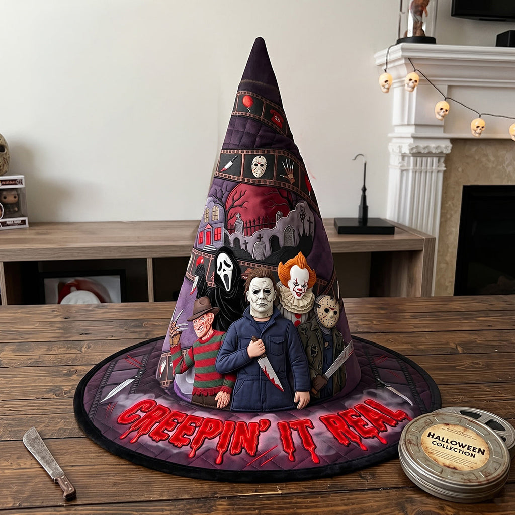 Personalized Quilted Witch Hat for Halloween - Custom Horror Design Gift Quilt Witch Hat GradoCreations