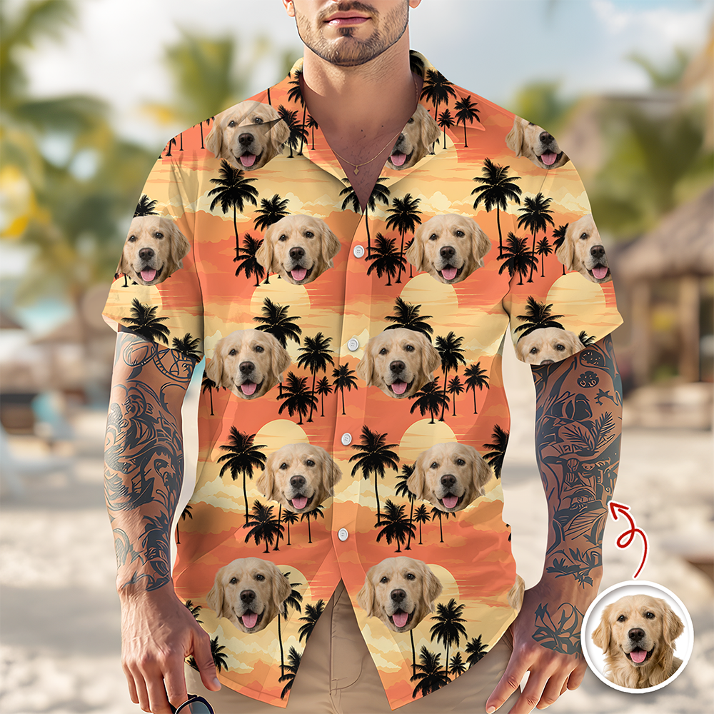 Personalized Hawaiian Shirt with Dog Face Custom Gift for Dog Dad HN590 - AOP Hawai Shirt GradoCreations