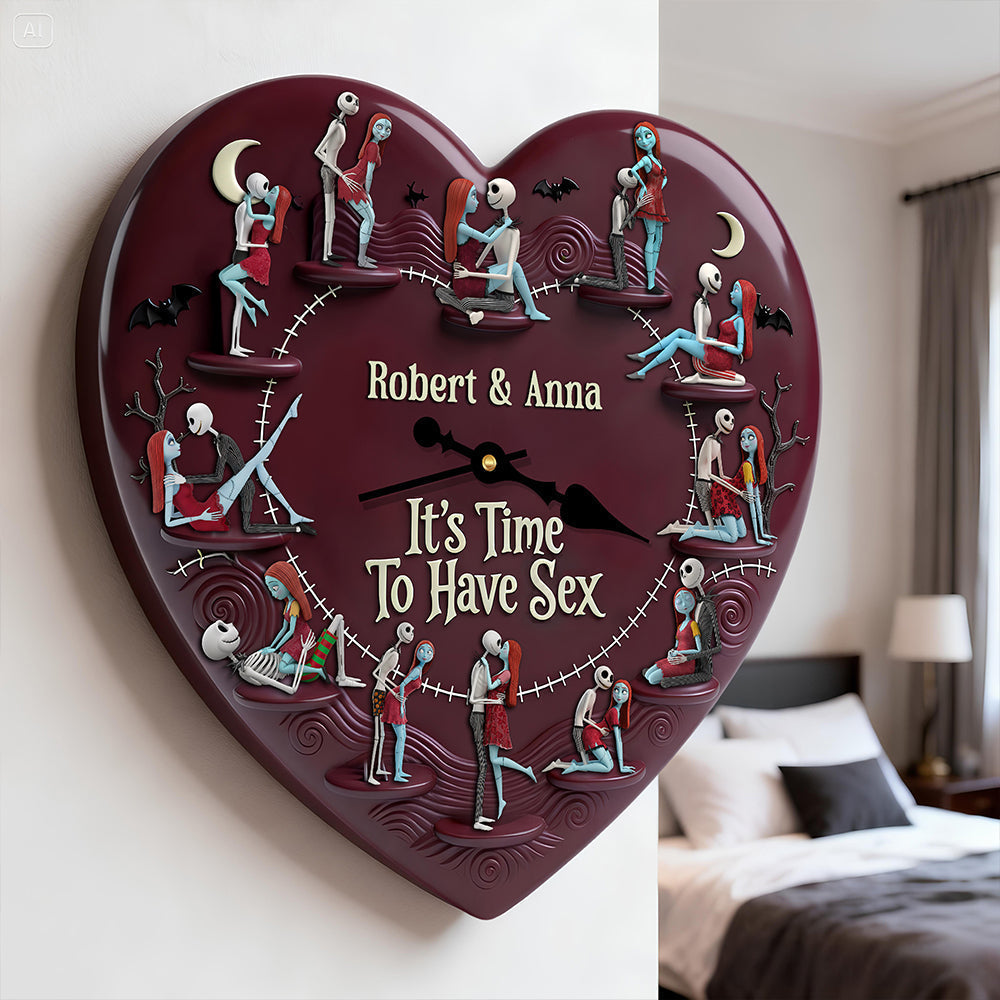 Personalized Heart Wall Clock Funny Couple Gift Custom Name Wall Hanging Clock GradoCreations