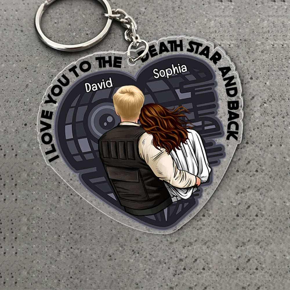 Personalized Death Star Acrylic Keychain Unique Gift for Couple