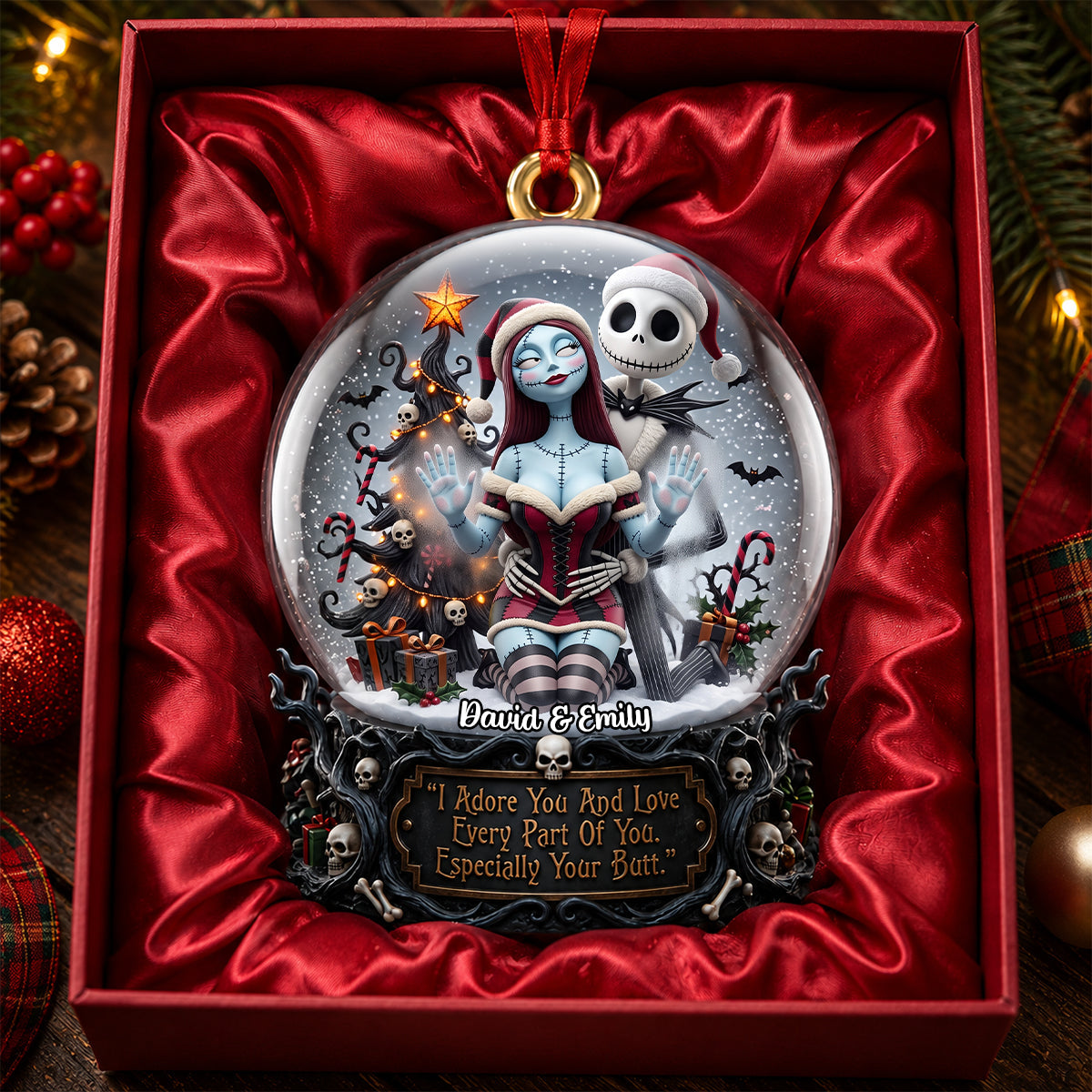 Personalized Gothic Acrylic Ornament for Couples - Christmas Gift Ornament GradoCreations