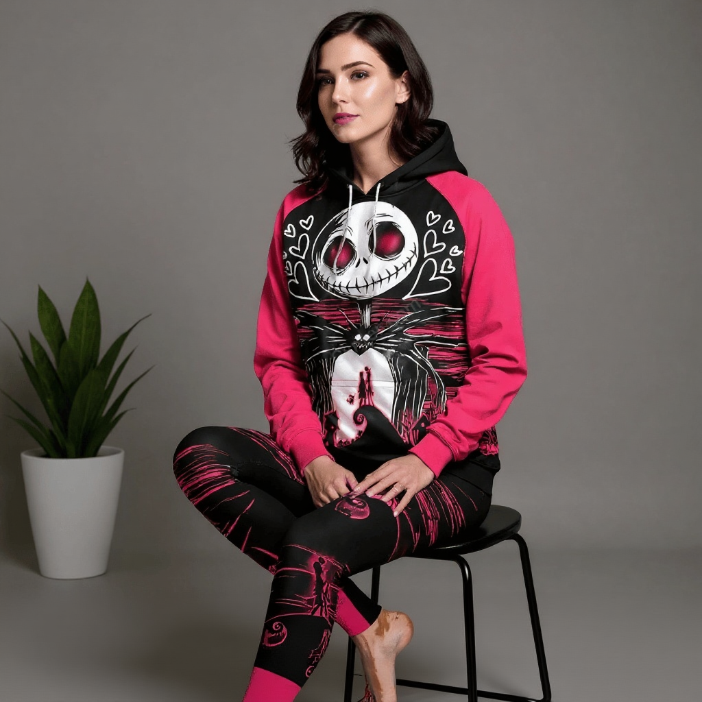 Personalized Spooky Couple Hoodie and Leggings Set | Halloween & Christmas Gift for Her