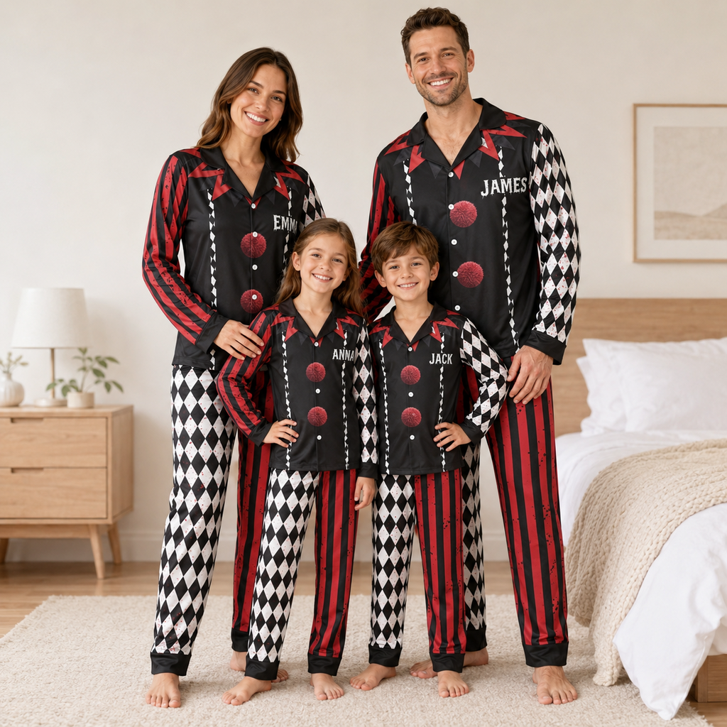 Personalized Funny Clown Pajama Set for Halloween Family Costume Pajama Set GradoCreations