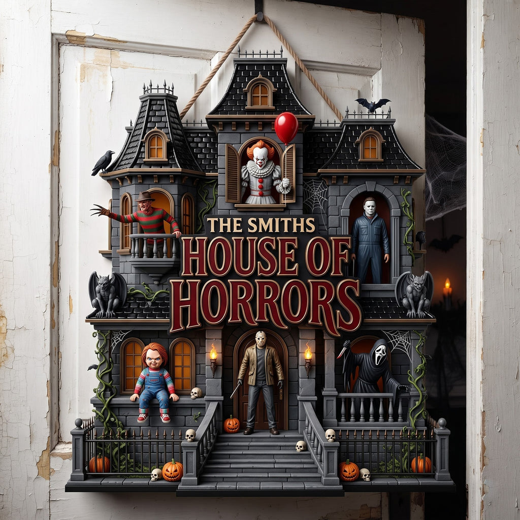 Personalized House of Horrors Metal Sign Halloween Decor Gift Metal Sign GradoCreations