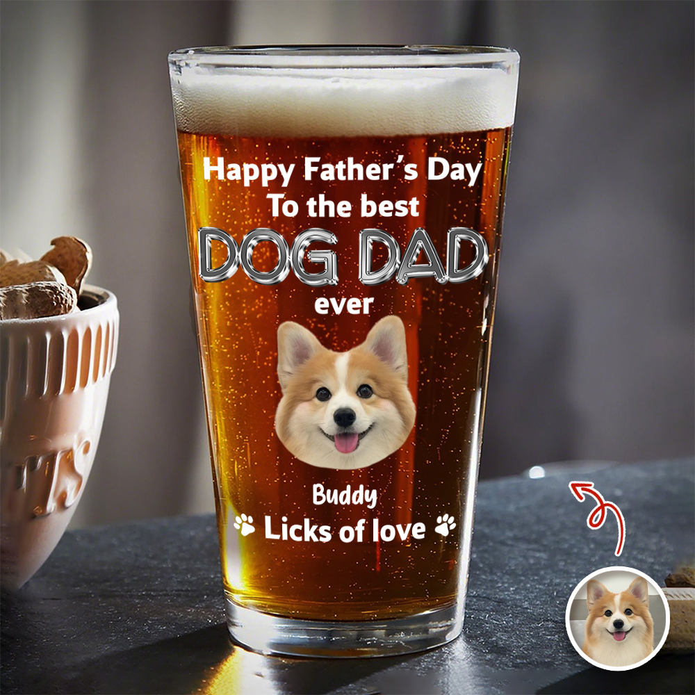 Personalized Beer Glass Custom Photo Gift for Dog Dad HN590 - Print Beer Glass GradoCreations