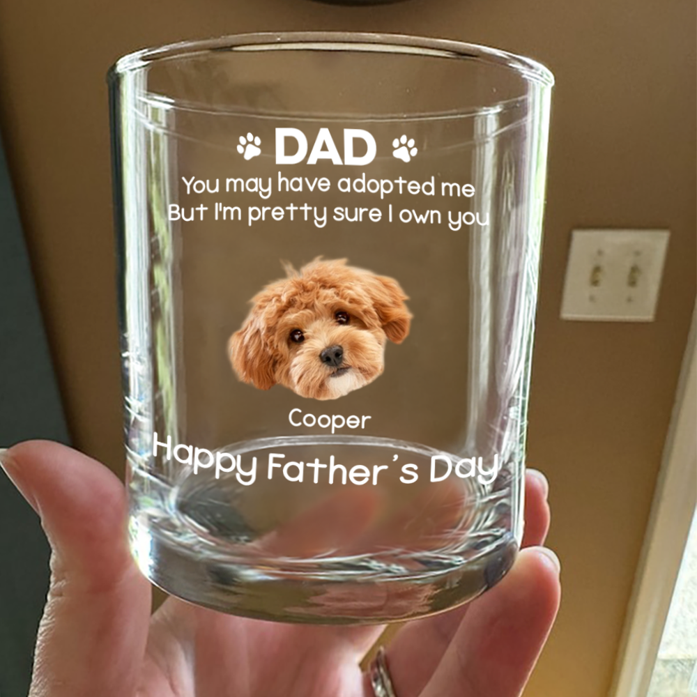 Personalized Dog Photo Whiskey Glass Custom Gift for Dad HN590 - Print Rock Glass GradoCreations