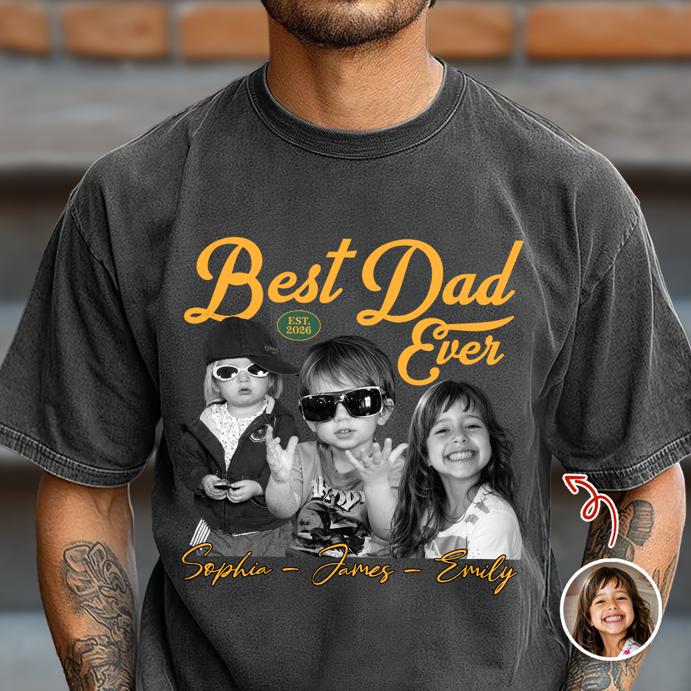 Personalized Photo Comfort Shirt Best Dad Ever Gift for Father's Day Comfort Shirt GradoCreations