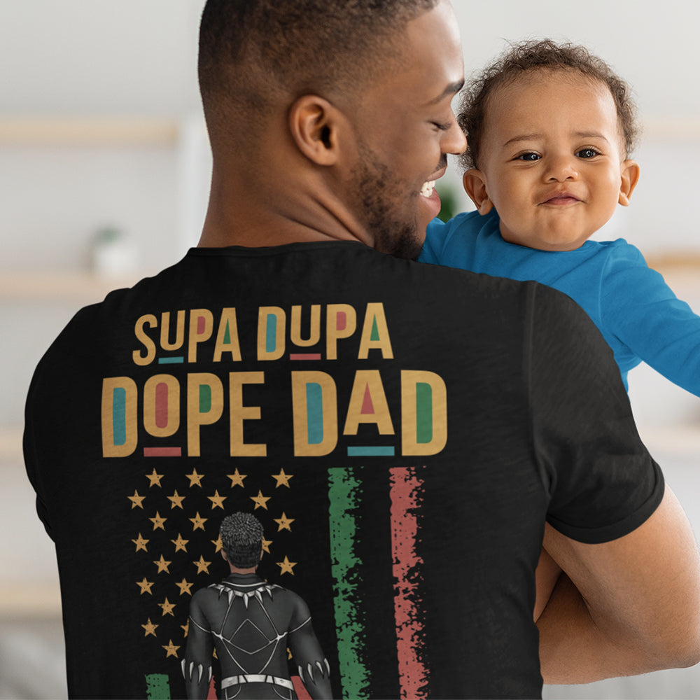 Personalized Super Hero Black Father Shirt Gift for Dad
