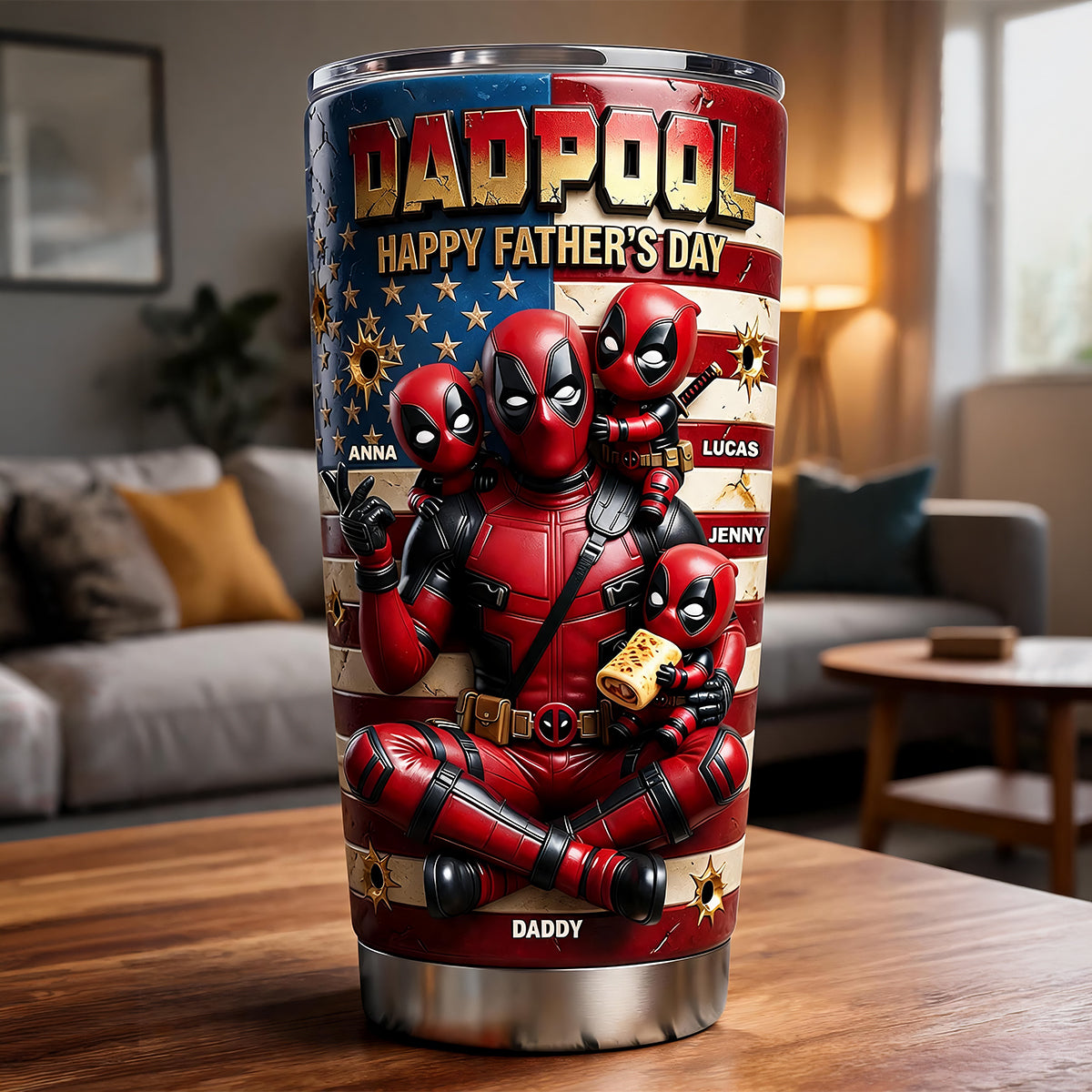 Personalized Dadpool Tumbler Happy Father's Day Gift for Dad
