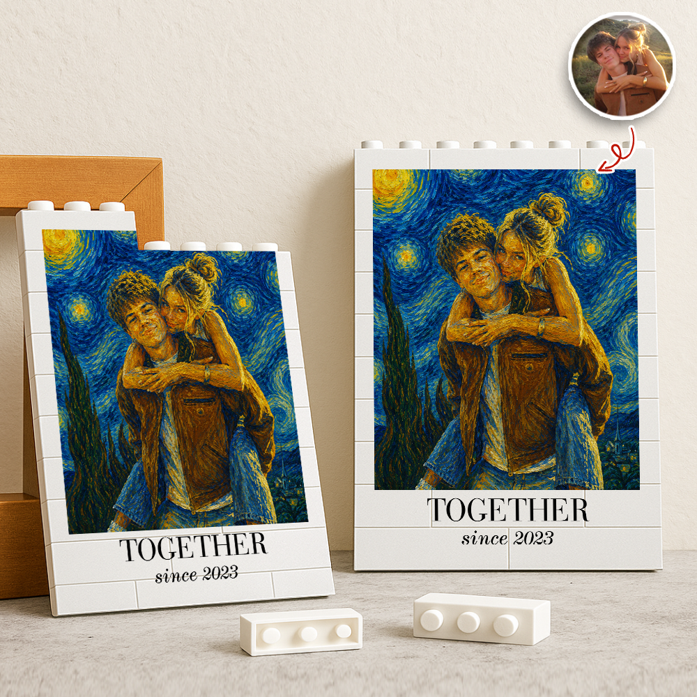 Custom Photo Building Block Art Unique Anniversary Gift for Couple HN590 - Building Blocks GradoCreations