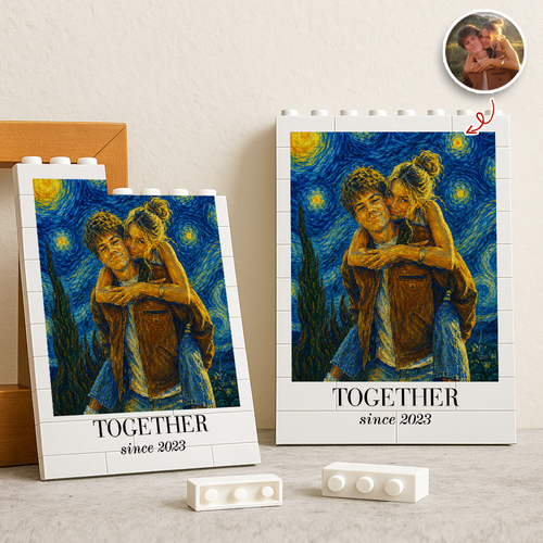Custom Photo Building Block Art Unique Anniversary Gift for Couple HN590 - Building Blocks GradoCreations