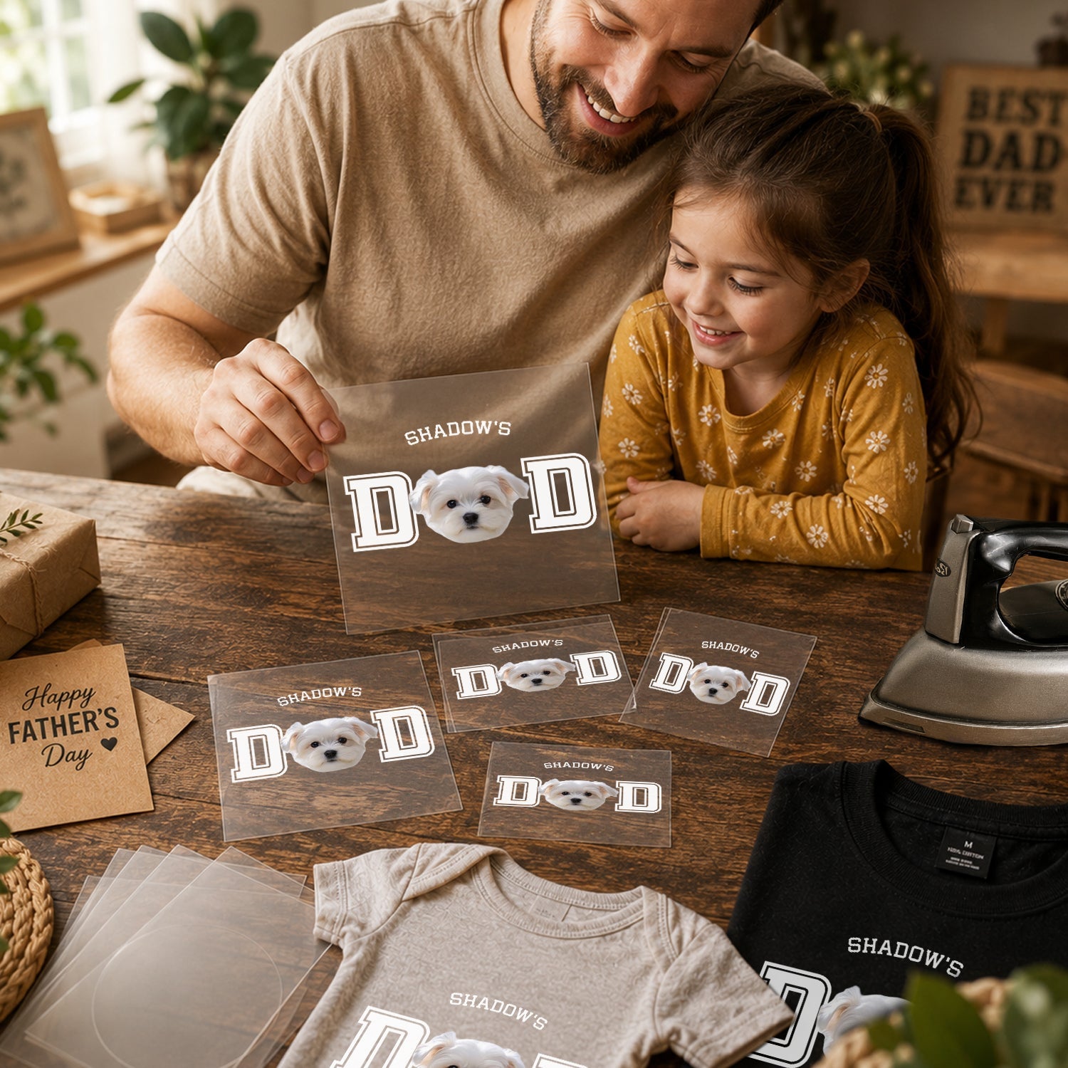Personalized Photo DTF Transfer for Dog Dad Gift Idea HN590 - DTF Transfer different design GradoCreations