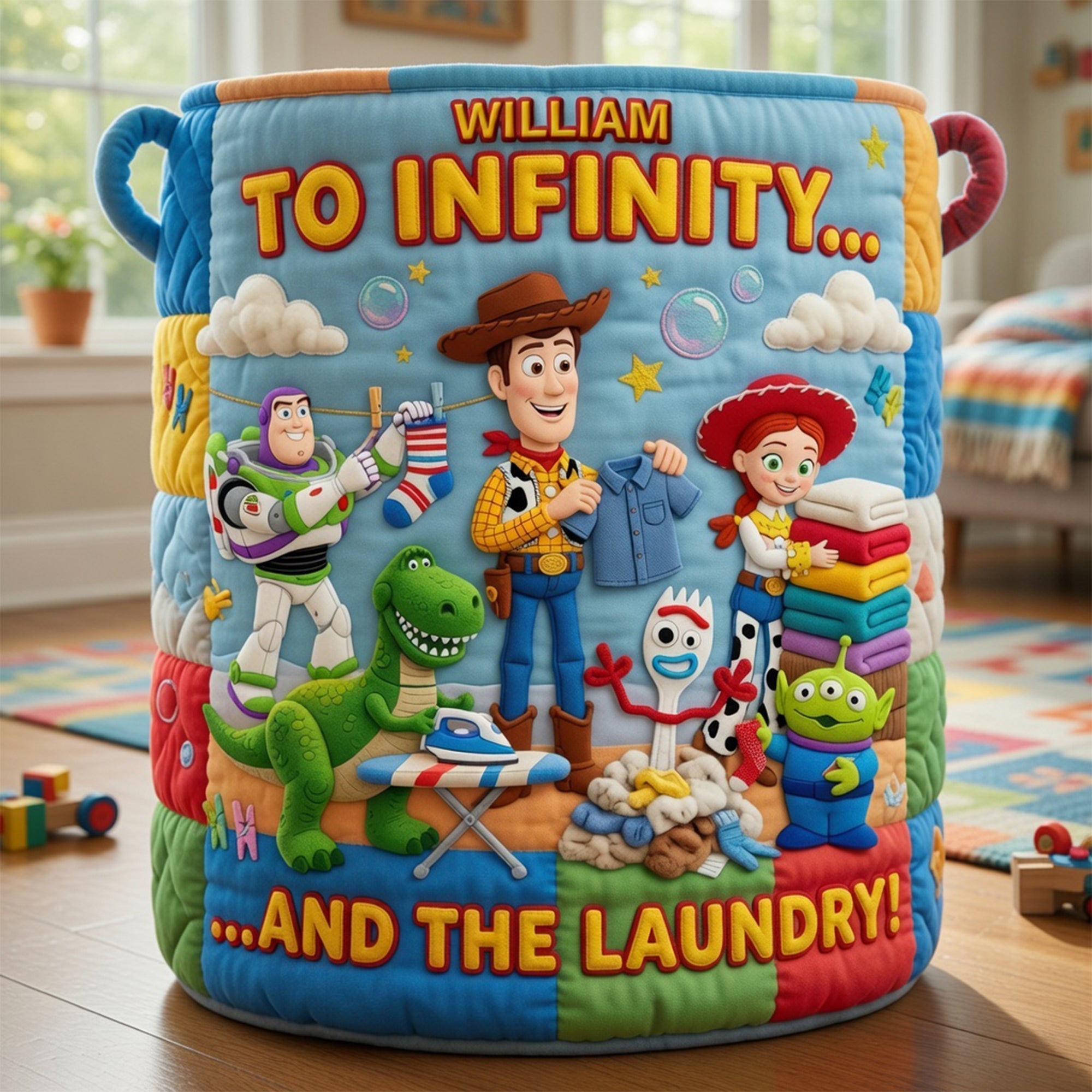 Personalized Quilted Laundry Basket Custom Name Gift for Kids