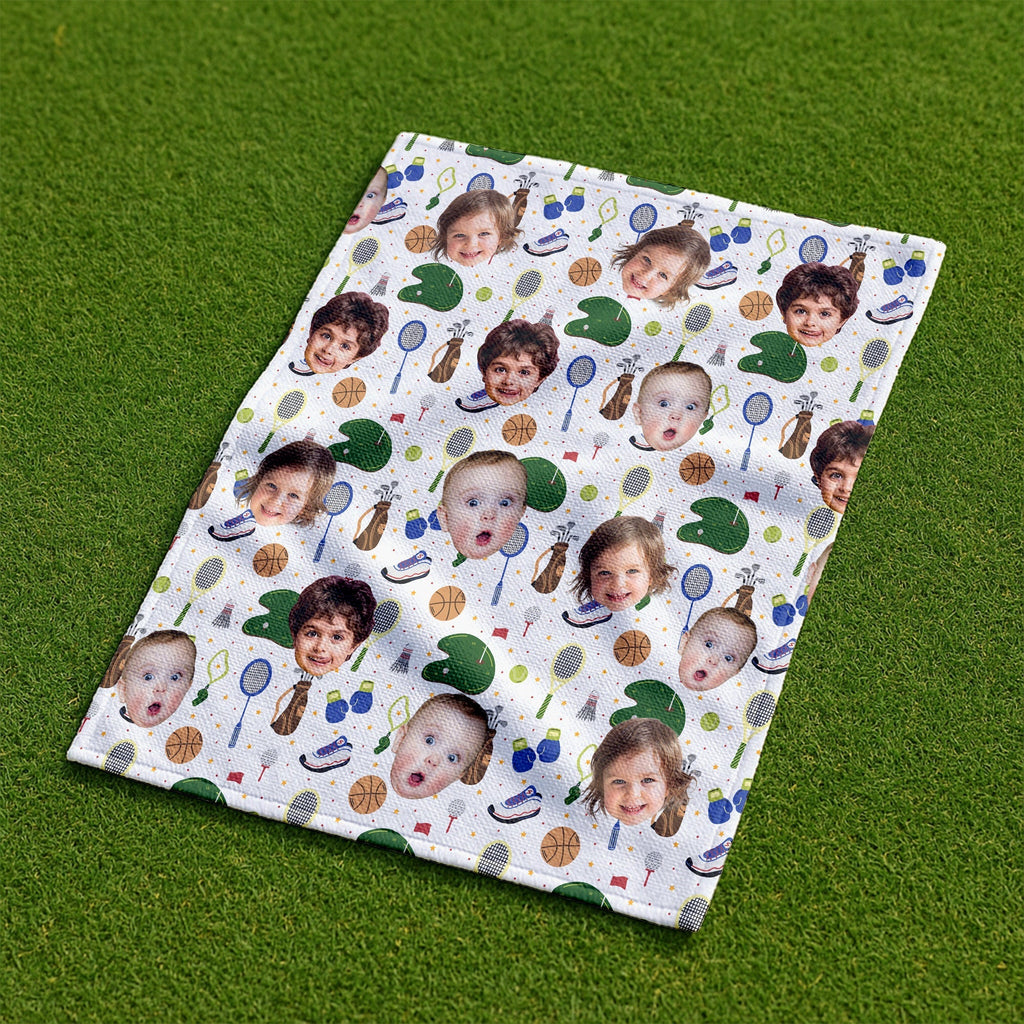 Personalized Funny Golf Towel with Kids' Photo Gift for Dad/Grandpa