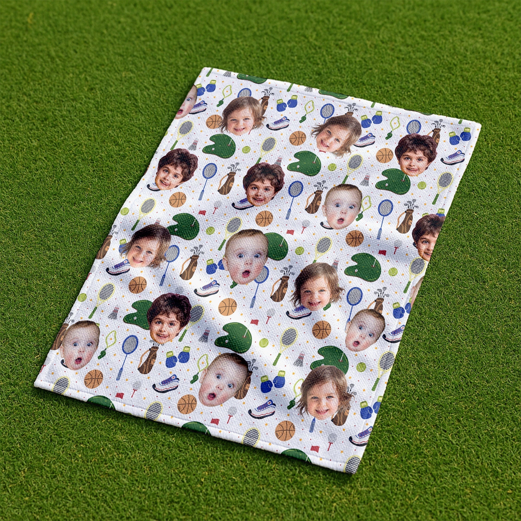 Personalized Funny Golf Towel with Kids' Photo Gift for Dad/Grandpa