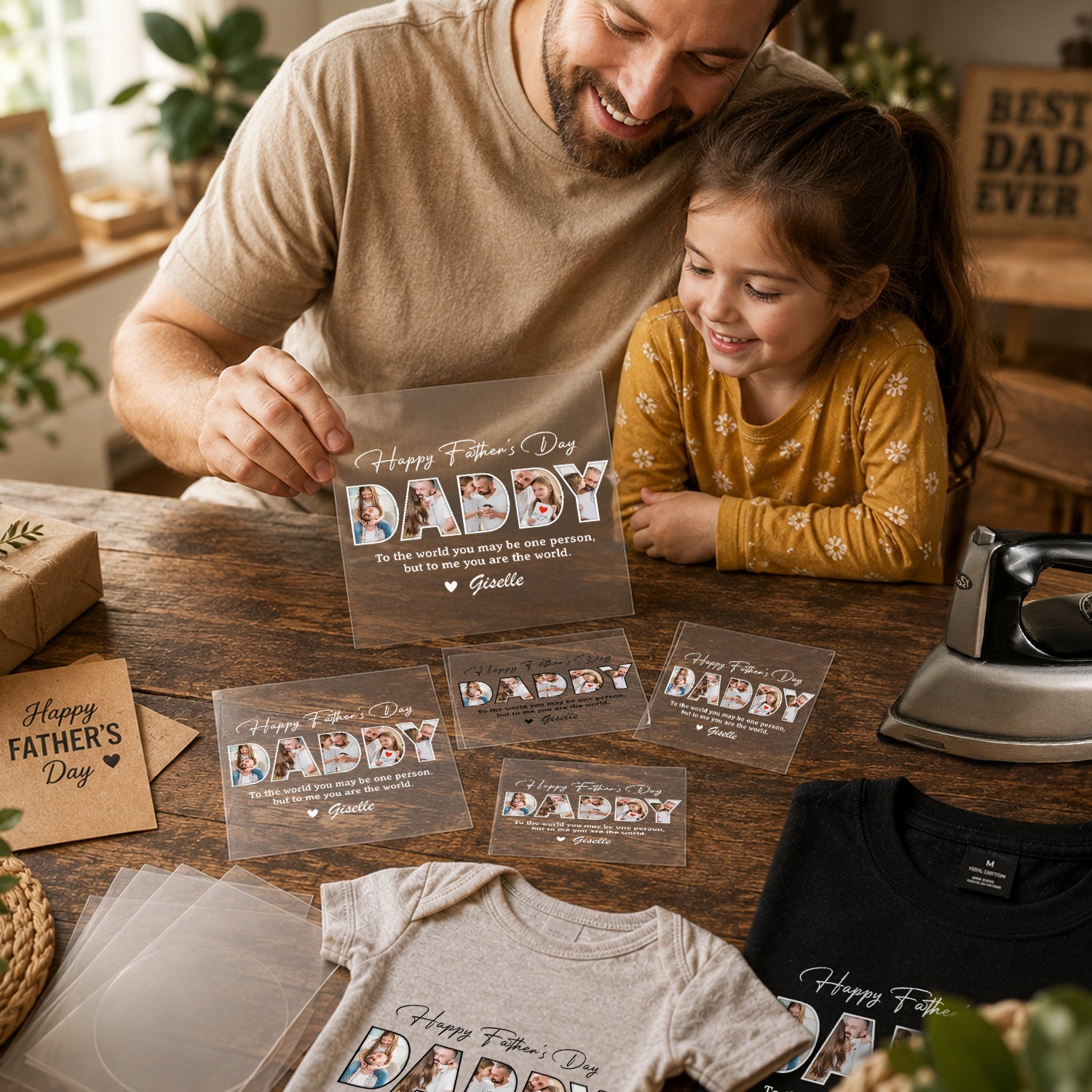 Personalized Photo DTF Transfer Gift for Father's Day Dad HN590 - DTF Transfer different design GradoCreations