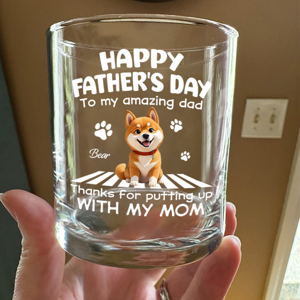 Personalized Whiskey Glass Gift for Dog Dad - Father's Day HN590 - Print Rock Glass GradoCreations