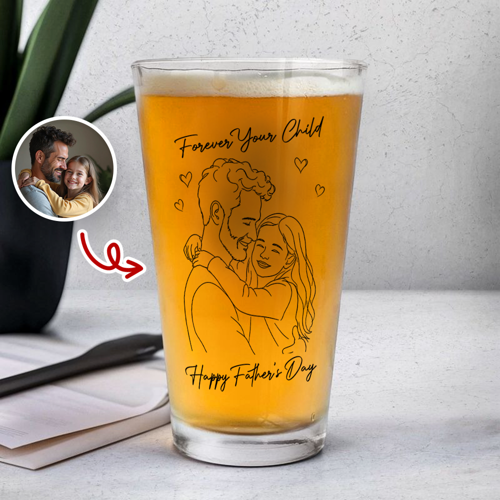 Personalized Photo Beer Glass Custom Gift for Dad Father's Day HN590 - Print Beer Glass Fix GradoCreations