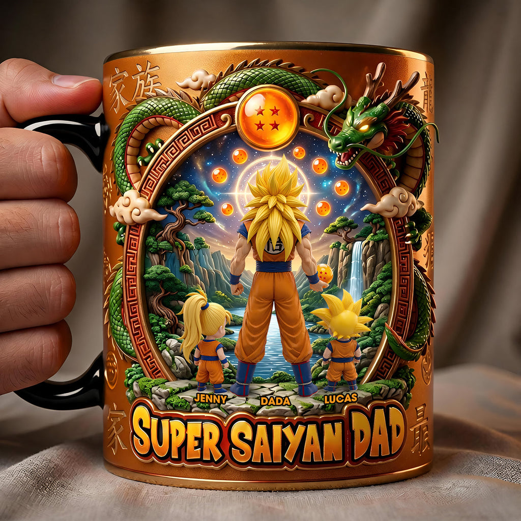 Personalized Super Saiyan Dad Coffee Mug Custom Gift for Father's Day