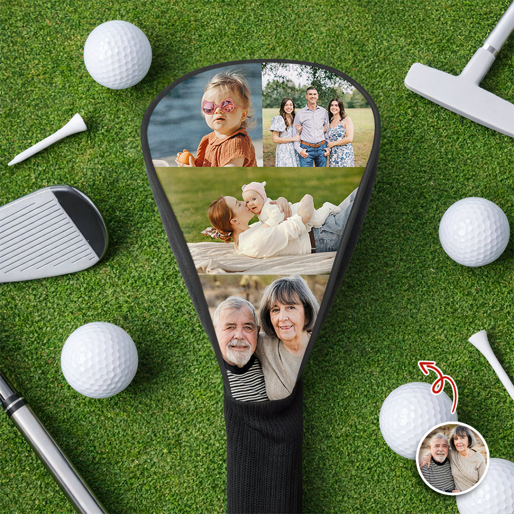 Personalized Photo Golf Club Head Cover Custom Gift for Dad HN590 - Golf Club Head Cover GradoCreations