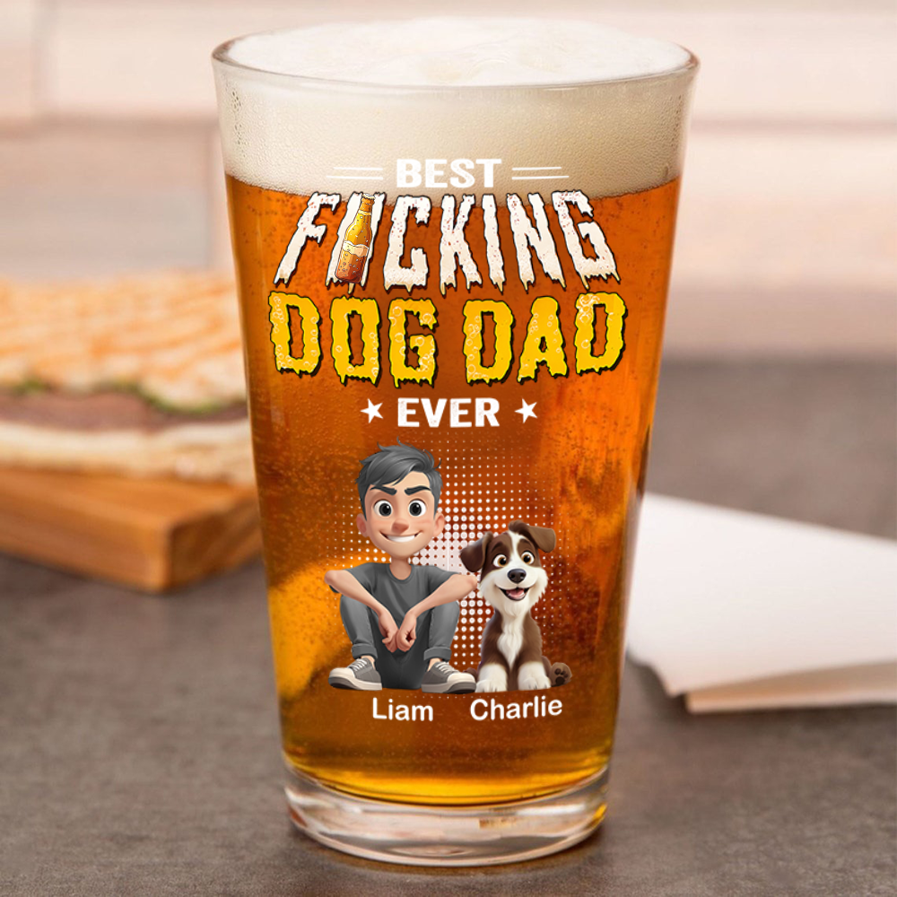 Personalized Beer Glass Best Dog Dad Gift for Father's Day HN590 - Print Beer Glass GradoCreations