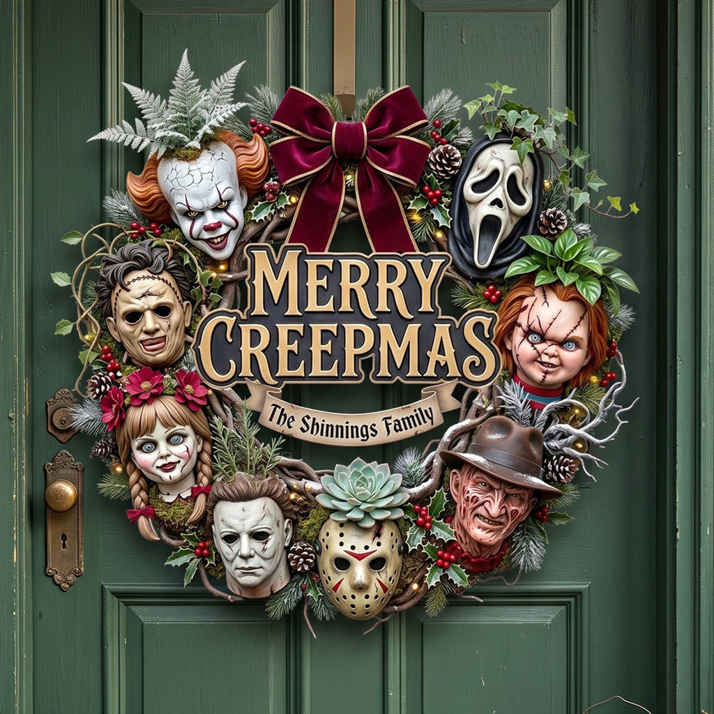Personalized Halloween Wood Sign Custom 'Merry Creepmas' Family Gift Wood Sign GradoCreations