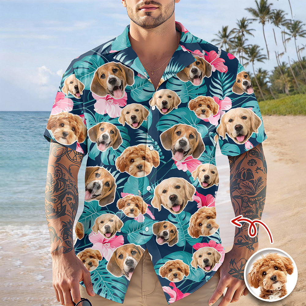 Personalized Tropical Aloha Shirt Custom Face Photo Gift for Dad HN590 - AOP Hawai Shirt GradoCreations