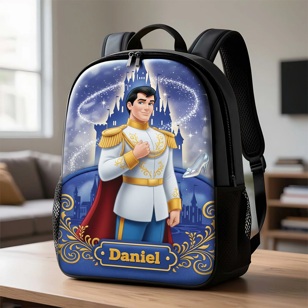 Personalized Cartoon Prince Backpack School Set for Boys