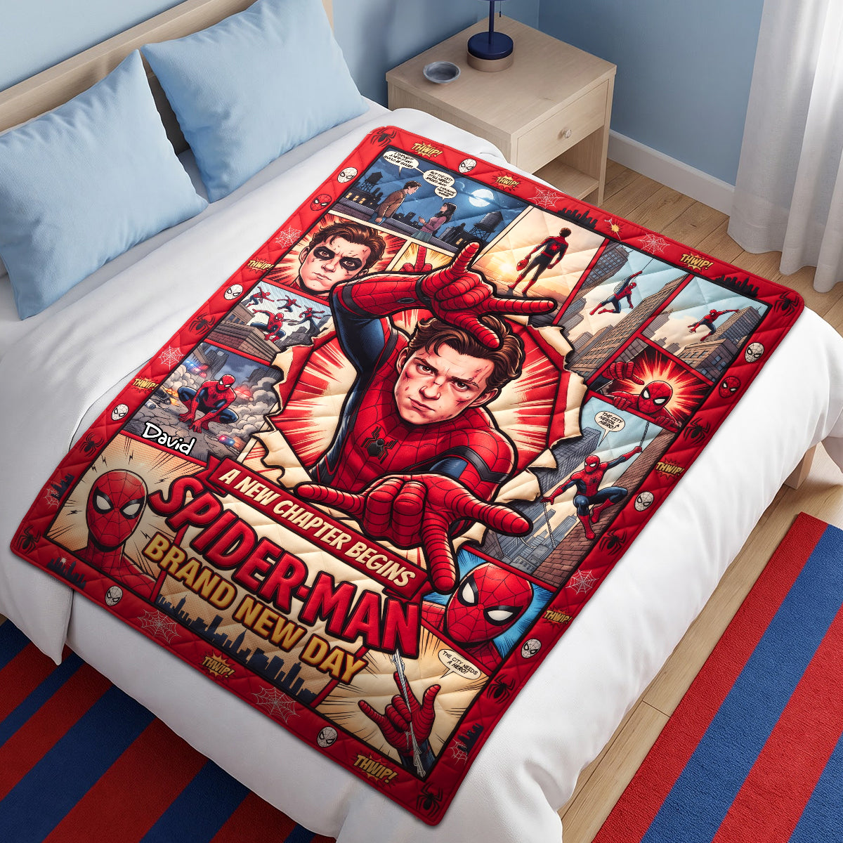 Personalized Spider-Man Blanket Custom Name Gift for Kids Blanket GradoCreations
