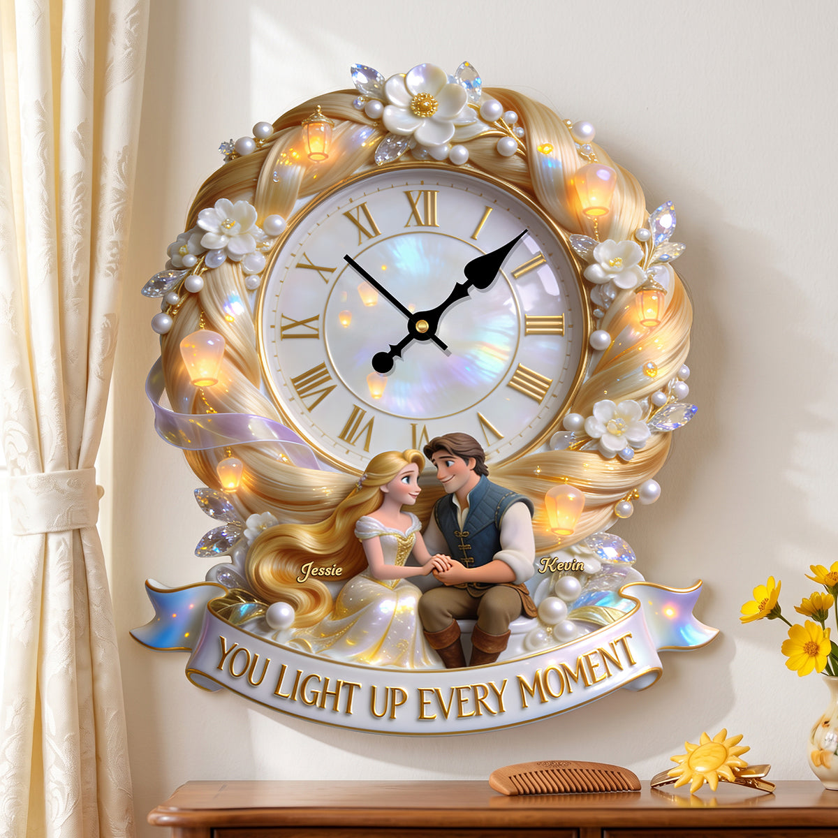 Personalized Acrylic Wall Clock with Couples Design Gift Wall Hanging Clock GradoCreations