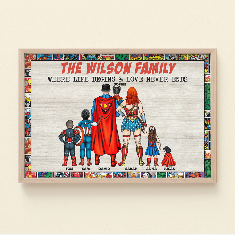 Personalized Super Hero Family Canvas Poster Gift for Dad Canvas GradoCreations