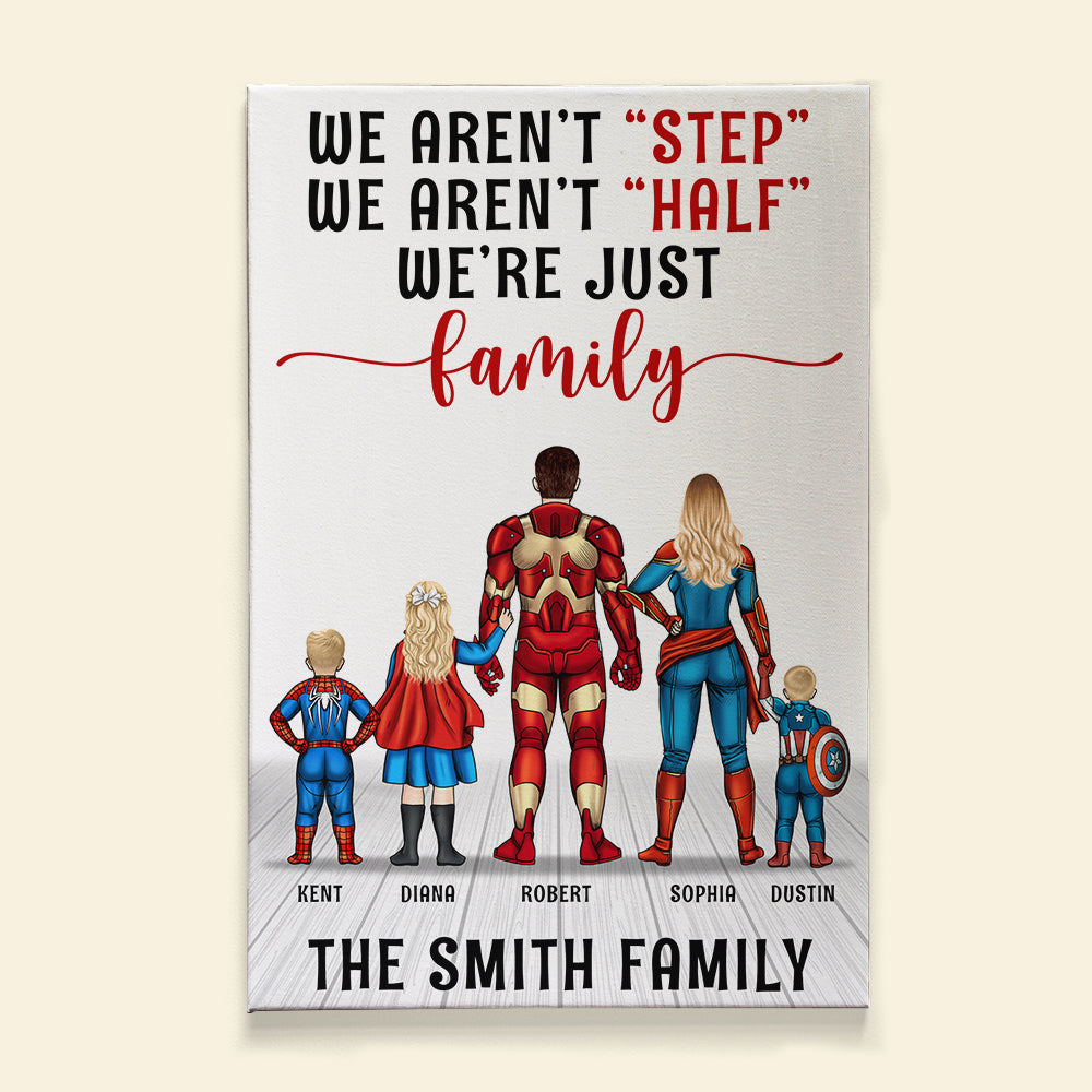 Personalized Super Hero Family Canvas Print Gift for Stepdad