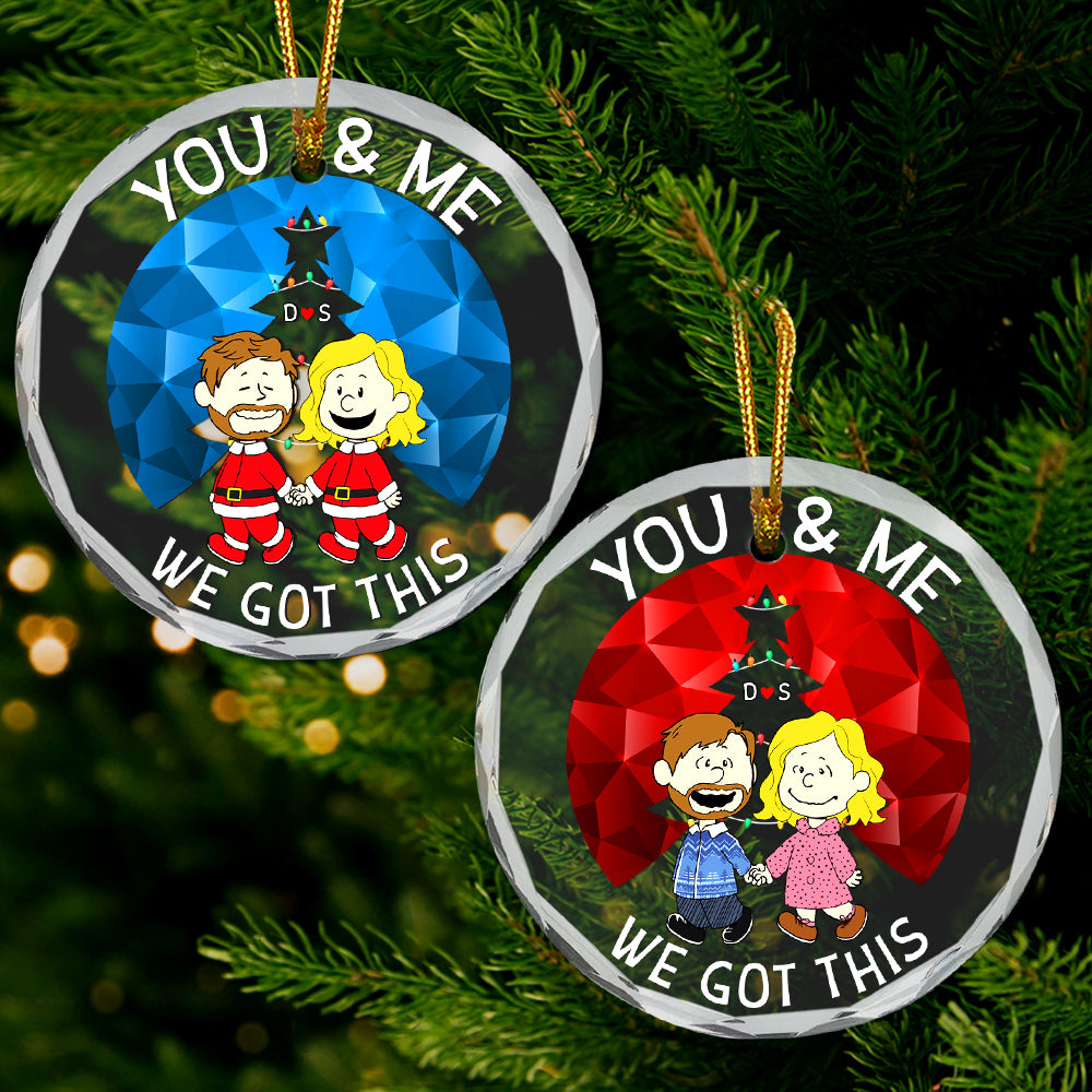 Personalized Peanuts Glass Ornament for Couples - Gift Idea