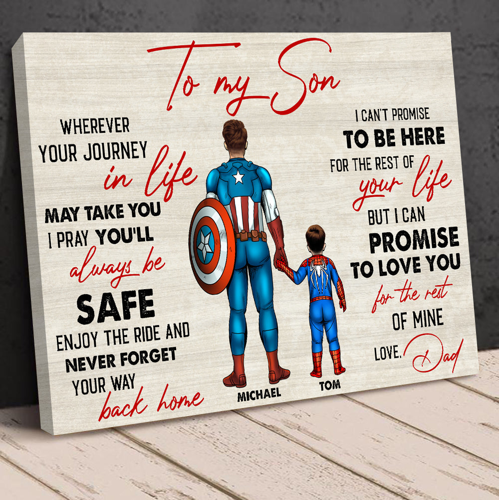 Personalized Superhero Canvas Print for Son Gift | Custom Name