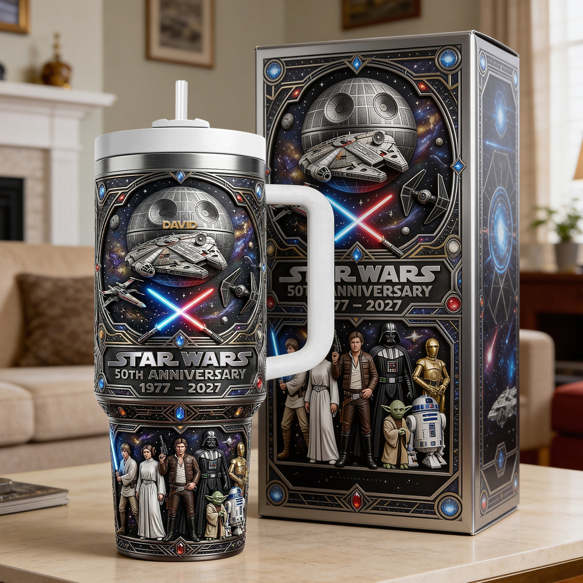 Personalized Star Wars 50th Anniversary Tumbler 40oz Gift for Movie Fans