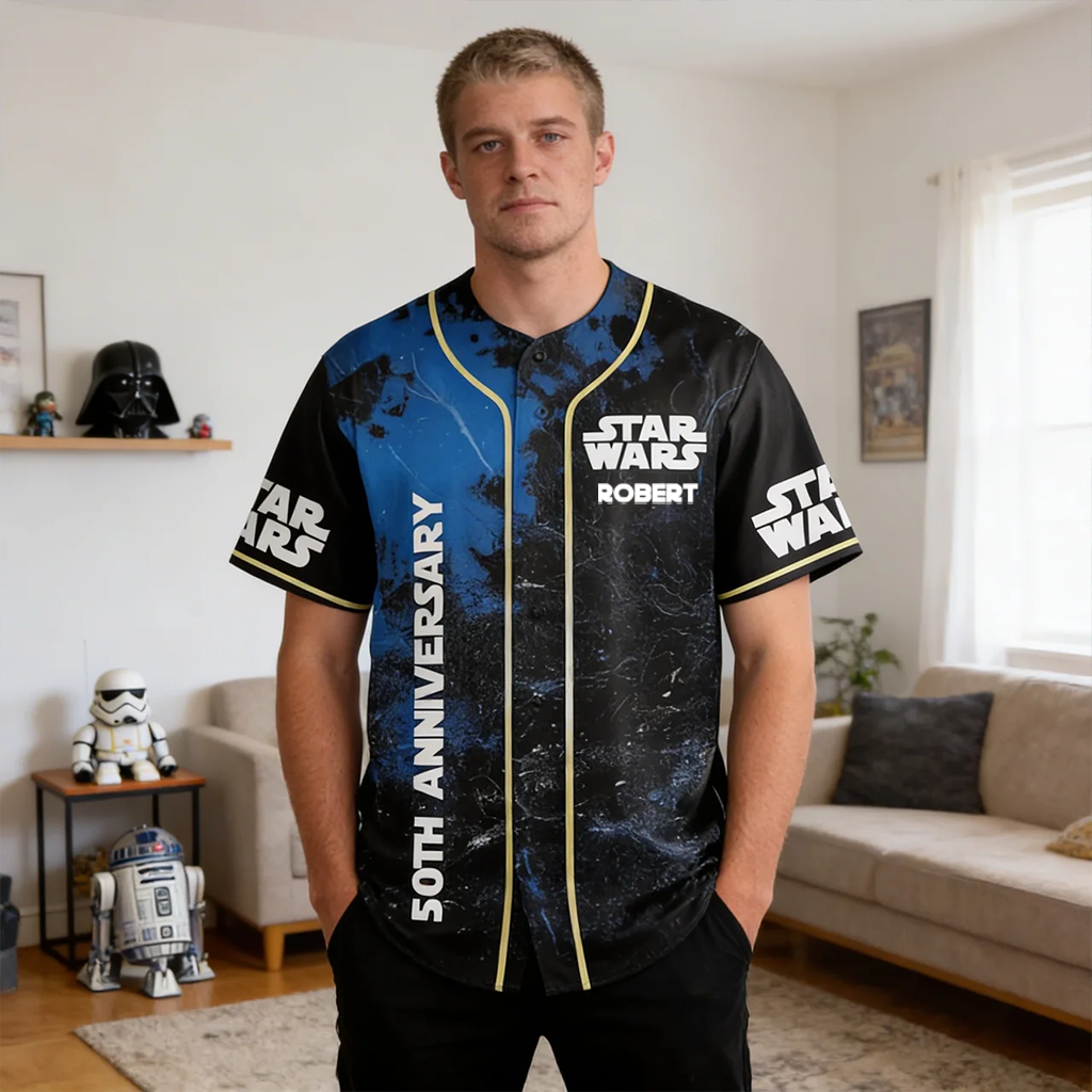 Personalized 50th Anniversary Star Wars Baseball Jersey Gift for Movie Fans