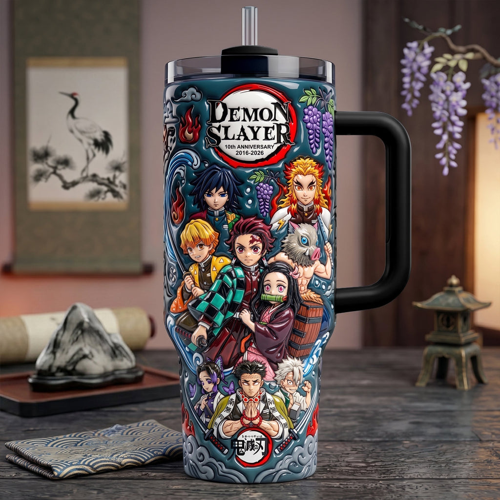 Personalized Demon Slayer Tumbler with Handle - Gift for Anime Fans Tumbler GradoCreations