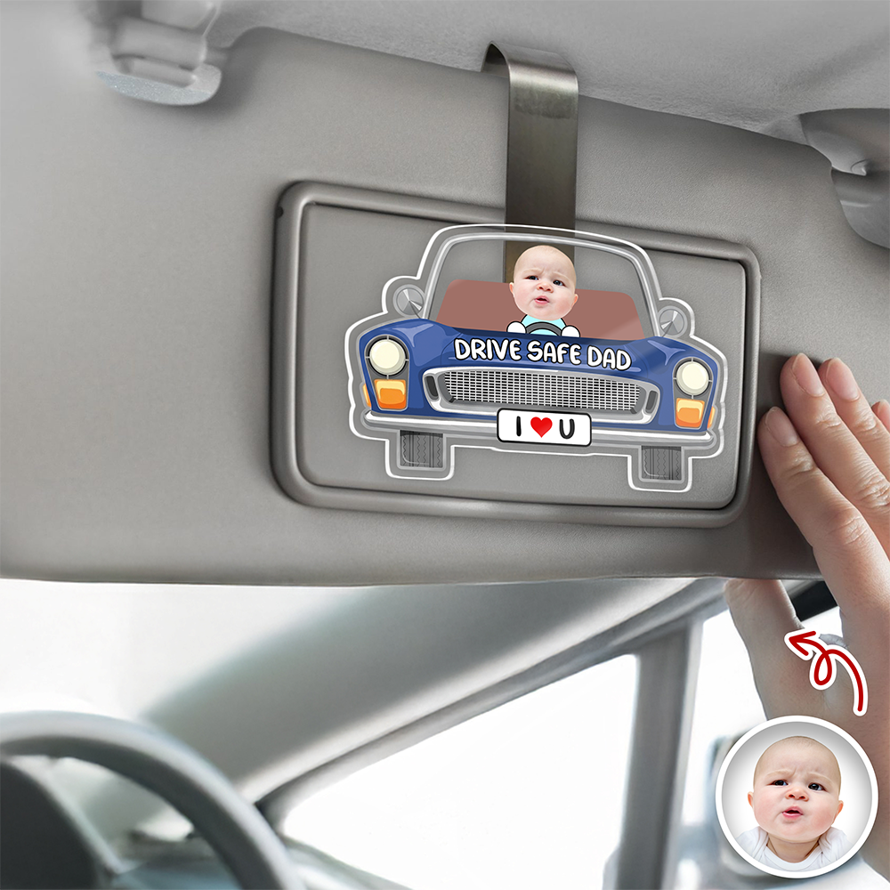 Personalized Kids Photo Car Visor Clip Gift for Dad HN590 - Acrylic Car Visor Clip Fix GradoCreations