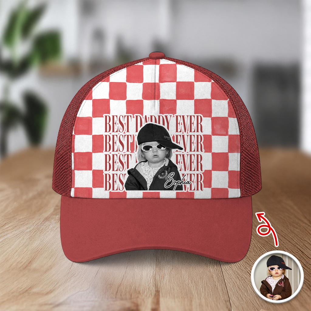 Personalized Leather Patch Hat Custom Photo Gift for Dad HN590 - Leather Patch Hat GradoCreations