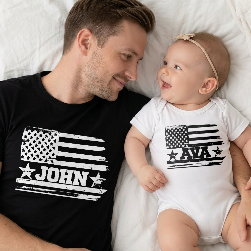 Custom Name Patriotic Shirt for Dad Matching Family Gift HN590 - Tshirt GradoCreations