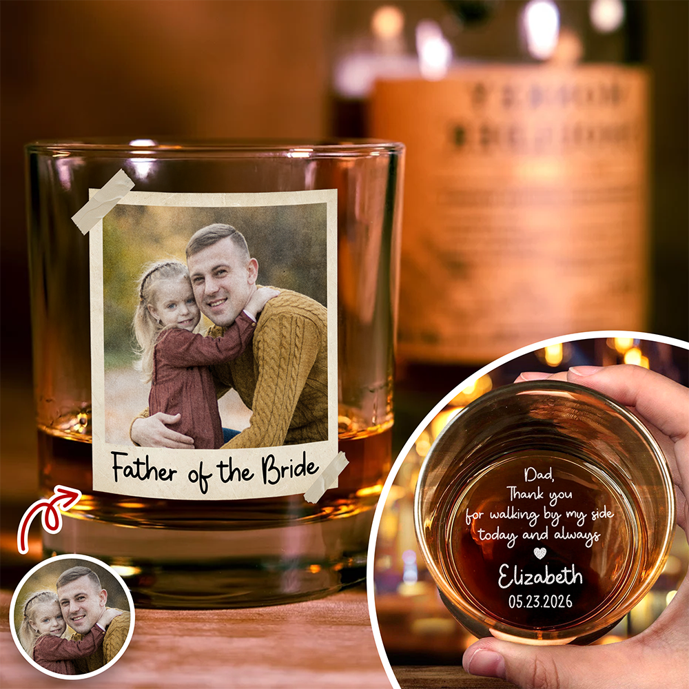 Personalized Father of the Bride Whiskey Glass Custom Gift for Wedding Day HN590 - Print Rock Glass GradoCreations