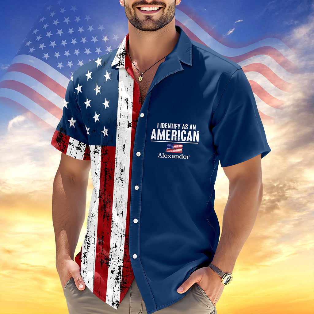 Personalized USA Flag Hawaiian Shirt Custom Name Gift for 4th of July HN590 - AOP Hawai Shirt GradoCreations