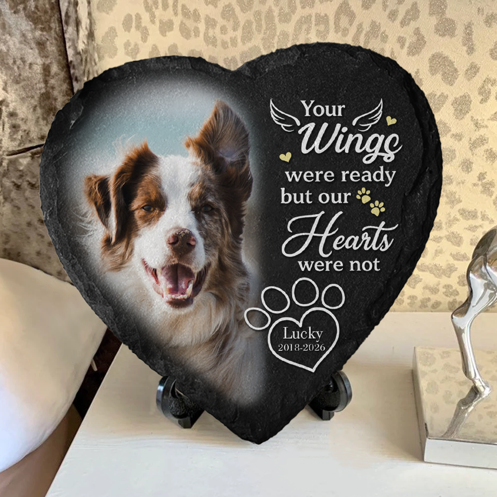 Personalized Pet Memorial Heart Shaped Stone Custom Photo Gift HN590 - Heart Shaped Stone GradoCreations