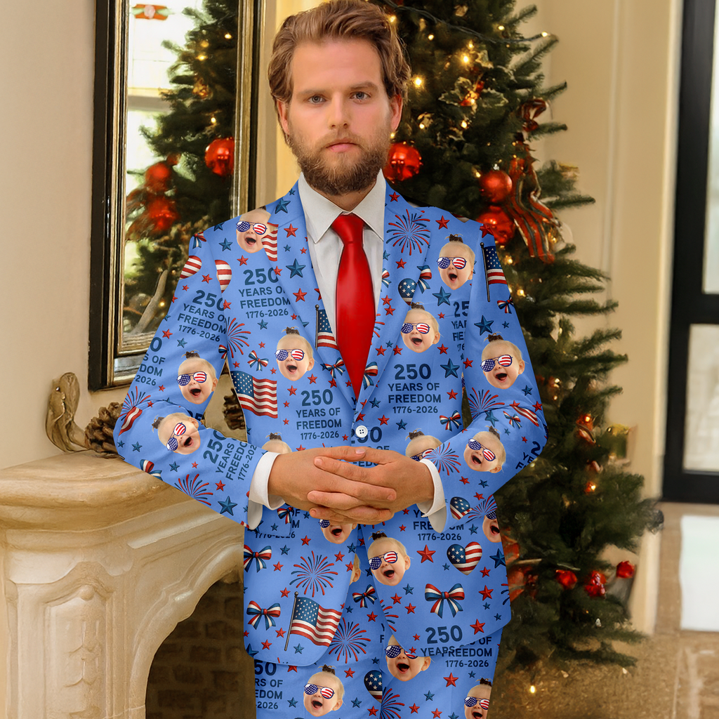 Custom Photo Men's Suit 250 Years of Freedom Gift for Dad HN590 - Men's Suits GradoCreations